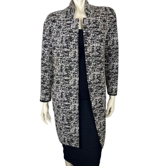 NWOT Philosophy Black/Cream Long Open Front Jacket with Notched Collar Size S - Picture 7 of 9